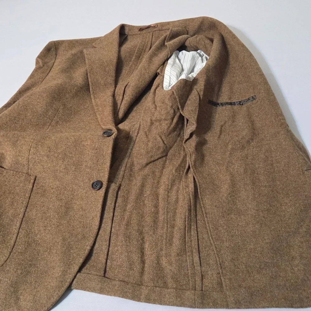 Proper Cloth Sport Coat Mens 48 Japanese Ochre Wool Shetland Tweed Blazer